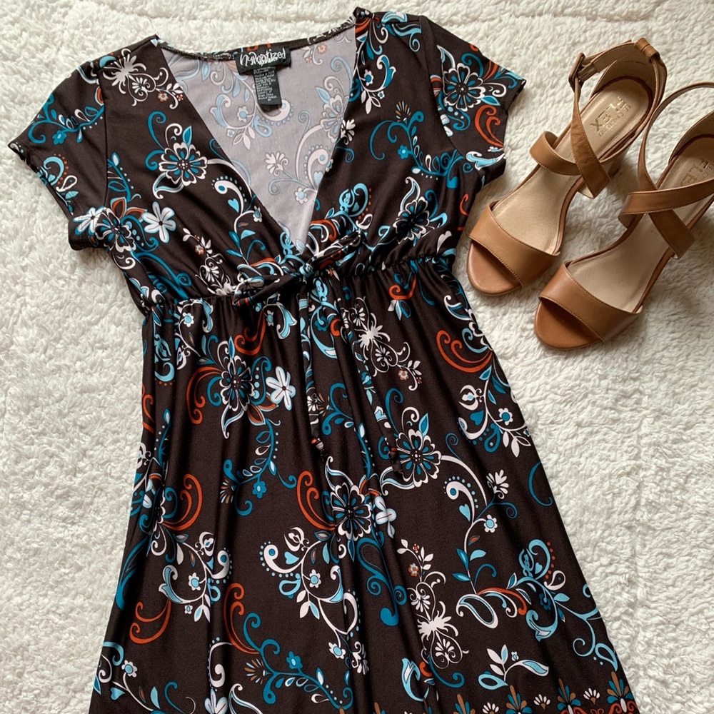 Hypnotized Fit & Flare Plunging Neckline Dress